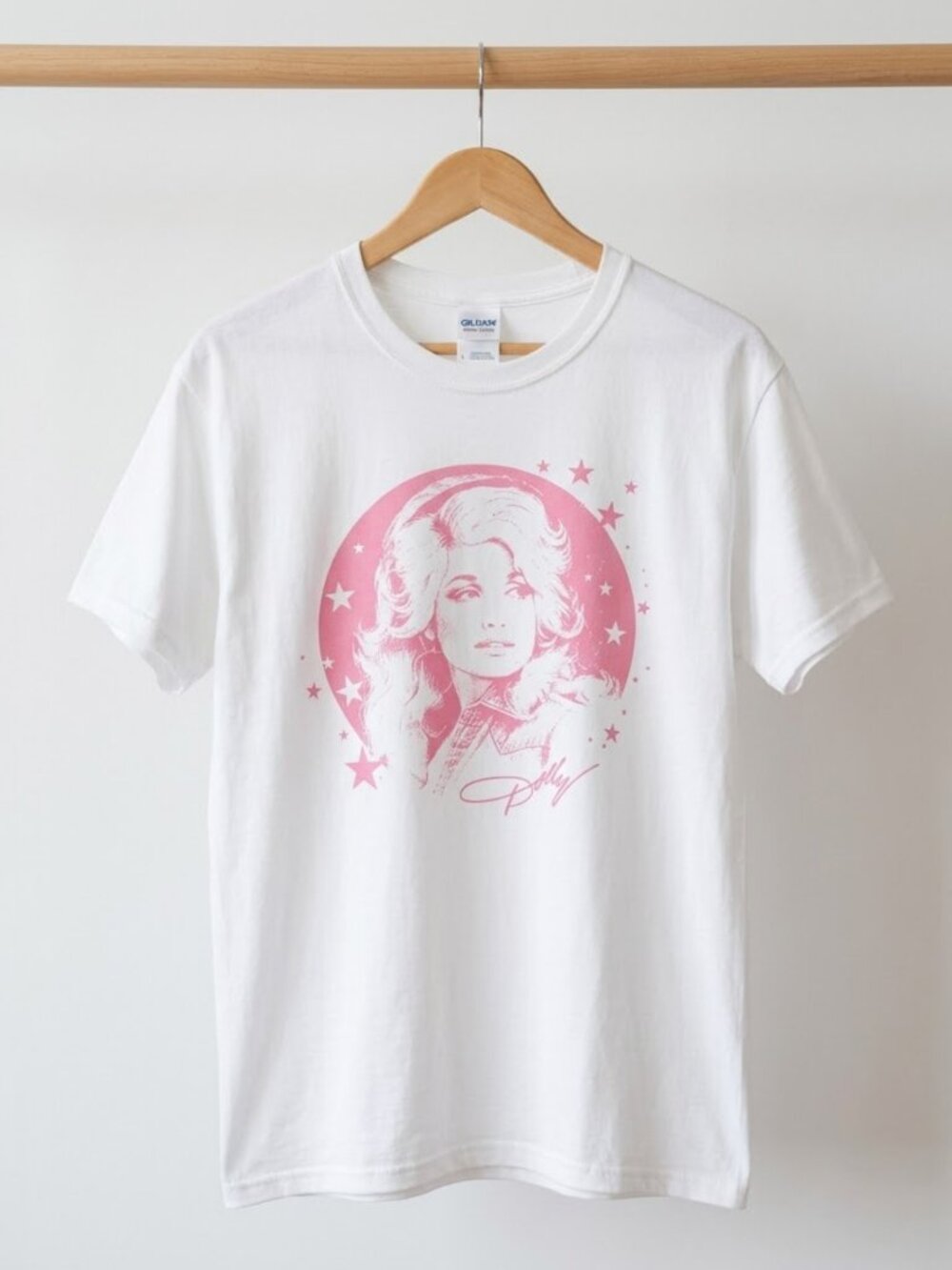Dolly Parton Pink Portrait Star Circle Retro Country MusicGraphic TShirt Reprint